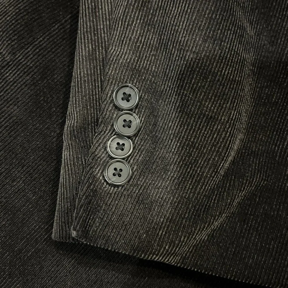 Pronto Uomo Mens Black Corduroy Blazer Sport Coat Two Button Casual Jacket 46S - Picture 8 of 16